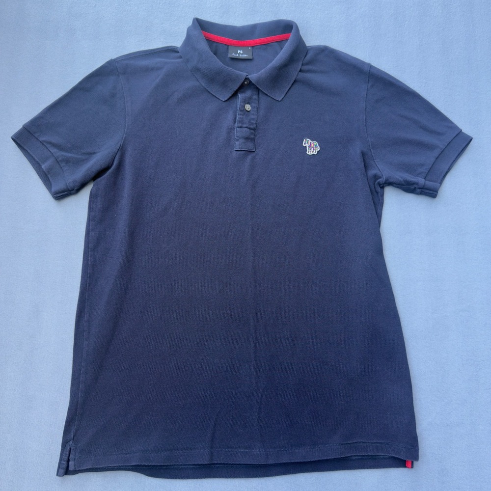 PS Paul Smith Navy Blue Organic Cotton Zebra Logo Polo Shirt Mens Small